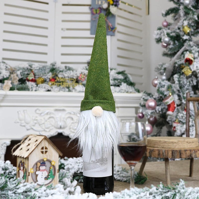 woobles Gnome Wine Bottle Topper | Reusable Swedish Gnomes Wine Bottle Covers with Long Beard | Decorative Plush Dolls for Easter, Christmas - Image 2